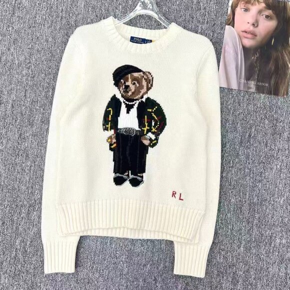 Polo Ralph Lauren White sweater with bear pattern - Picture 2 of 12